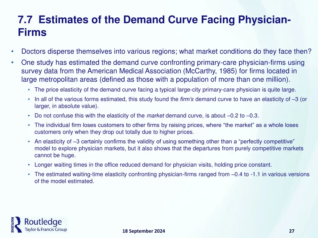 7 7 estimates of the demand curve facing