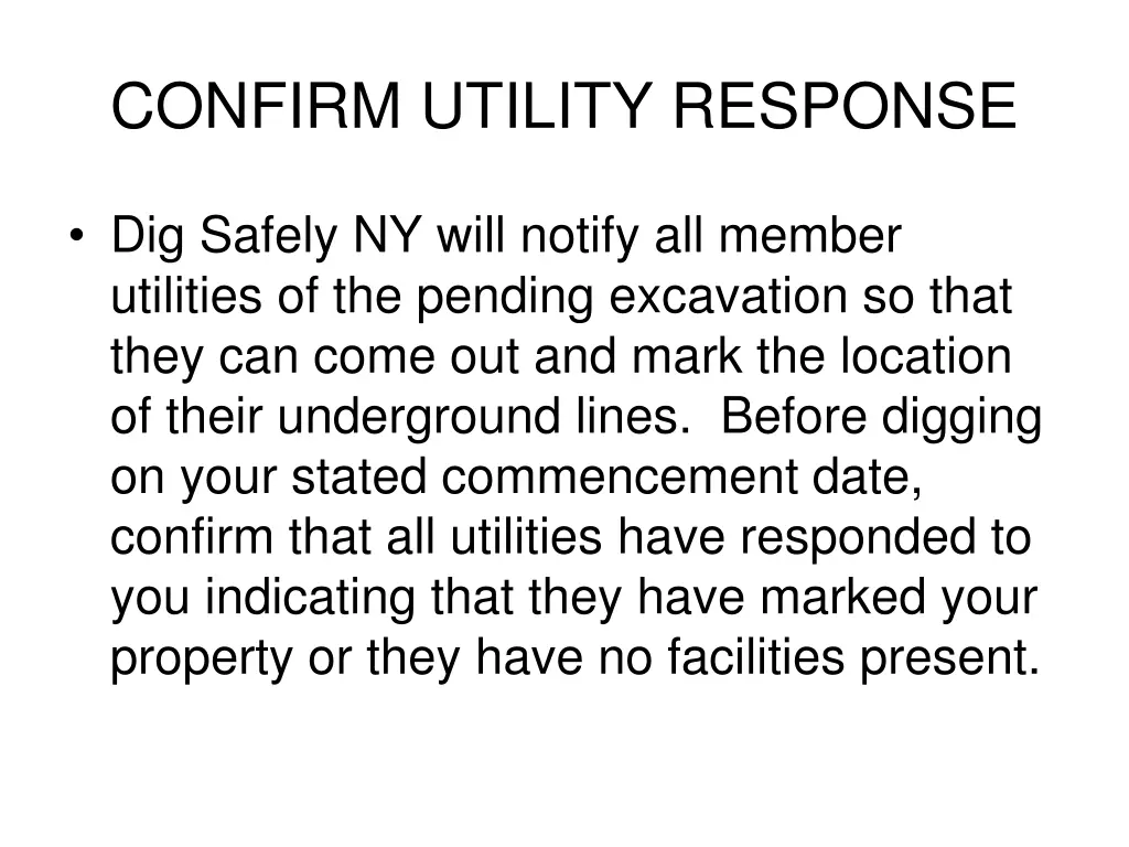 confirm utility response