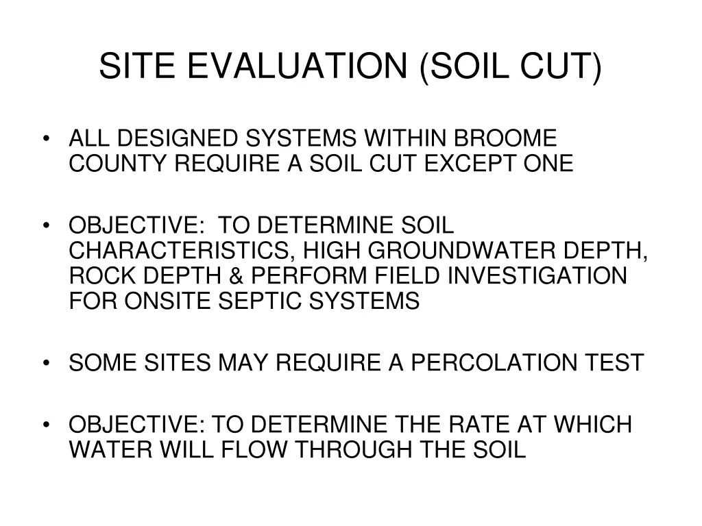 site evaluation soil cut