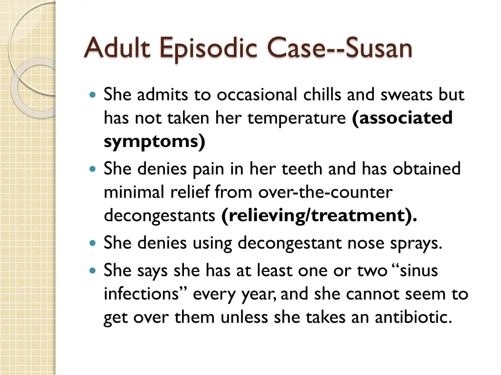 adult episodic case susan 1