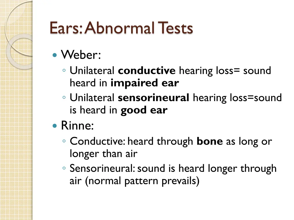 ears abnormal tests