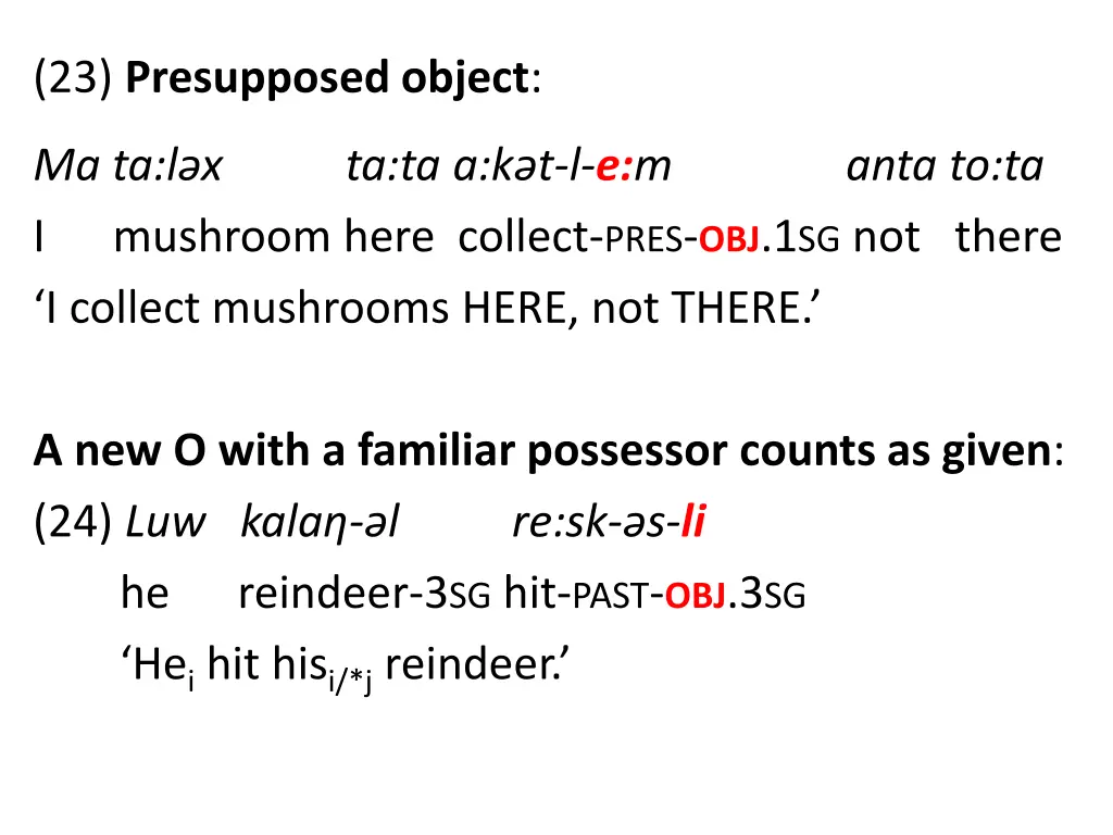 23 presupposed object