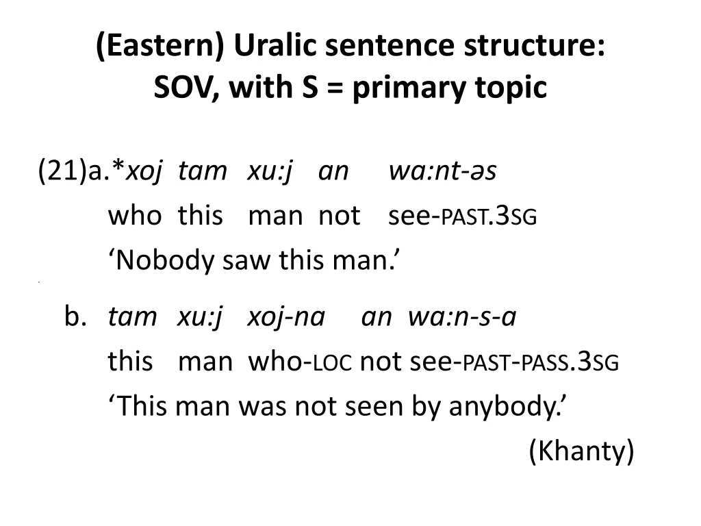 eastern uralic sentence structure sov with 1