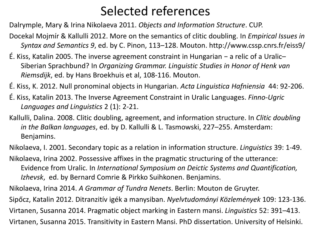 selected references