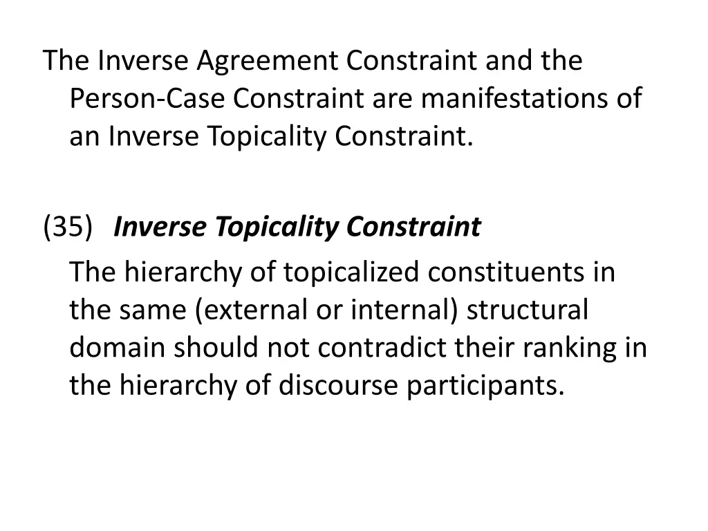 the inverse agreement constraint and the person