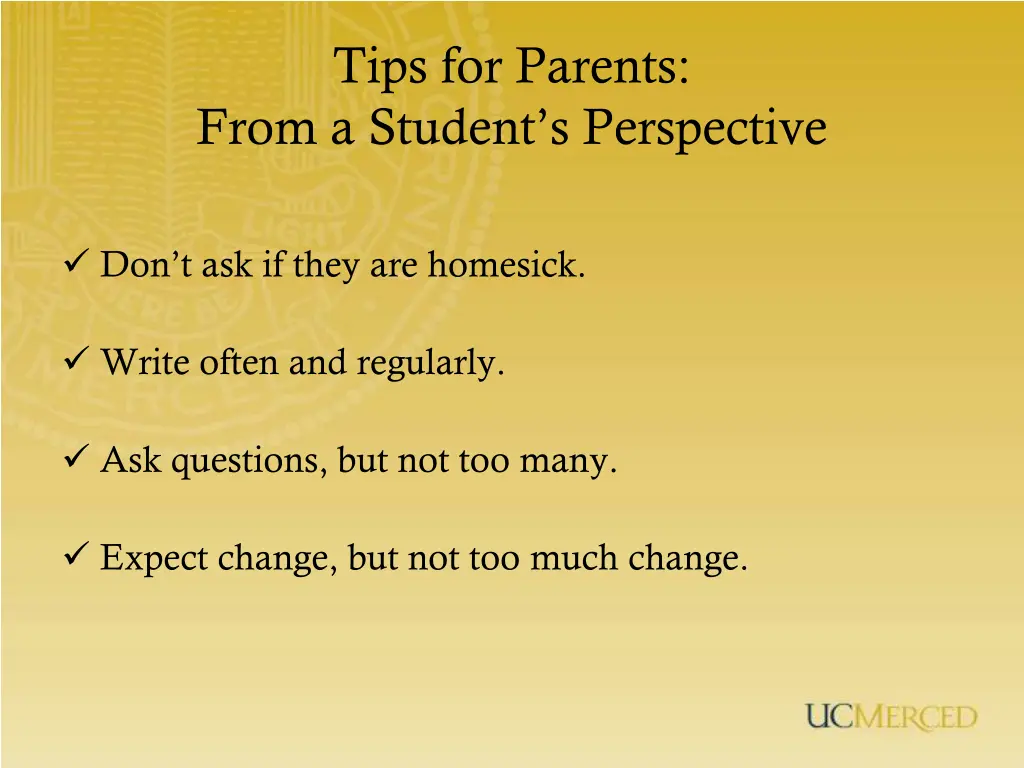 tips for parents from a student s perspective