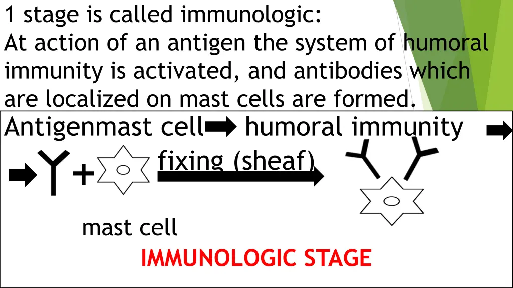 1 stage is called immunologic at action