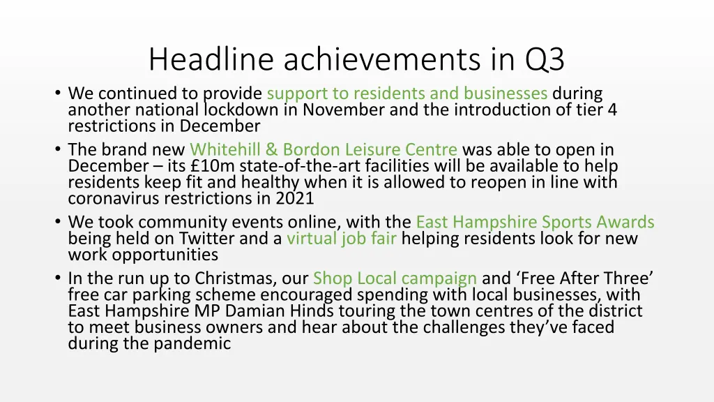 headline achievements in q3 we continued