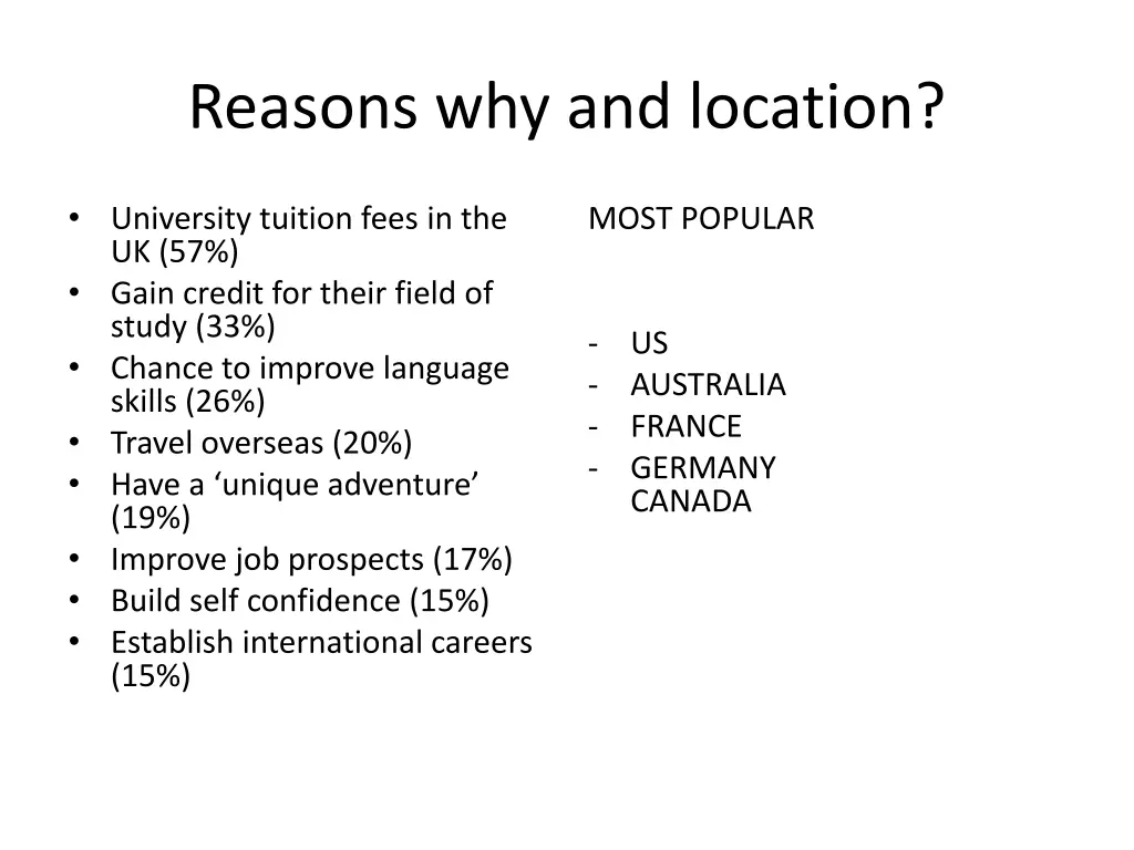 reasons why and location