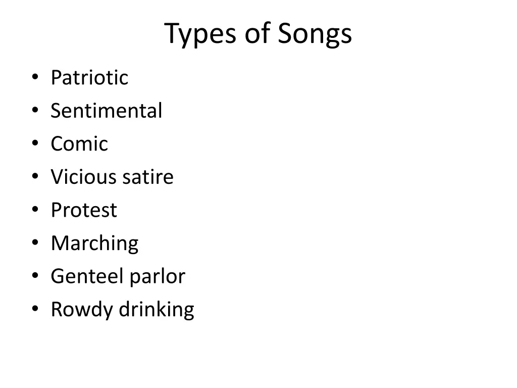 types of songs