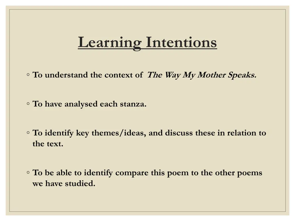 learning intentions