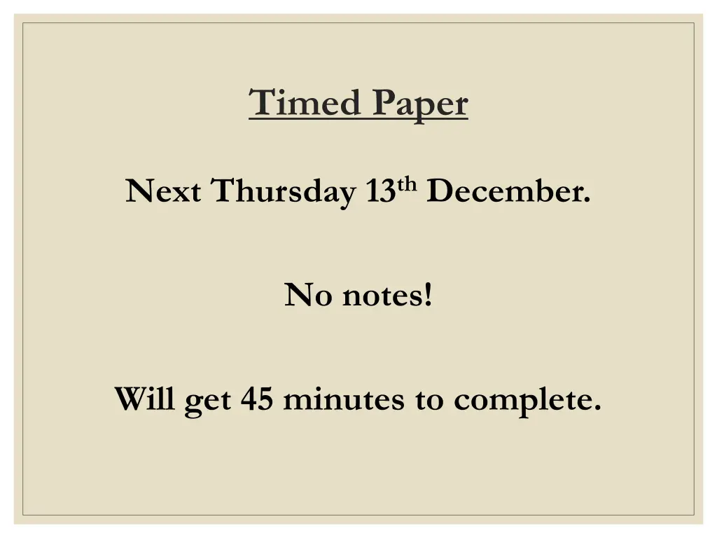 timed paper