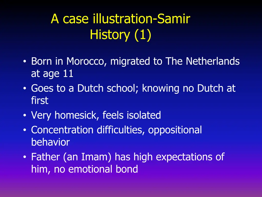 a case illustration samir history 1