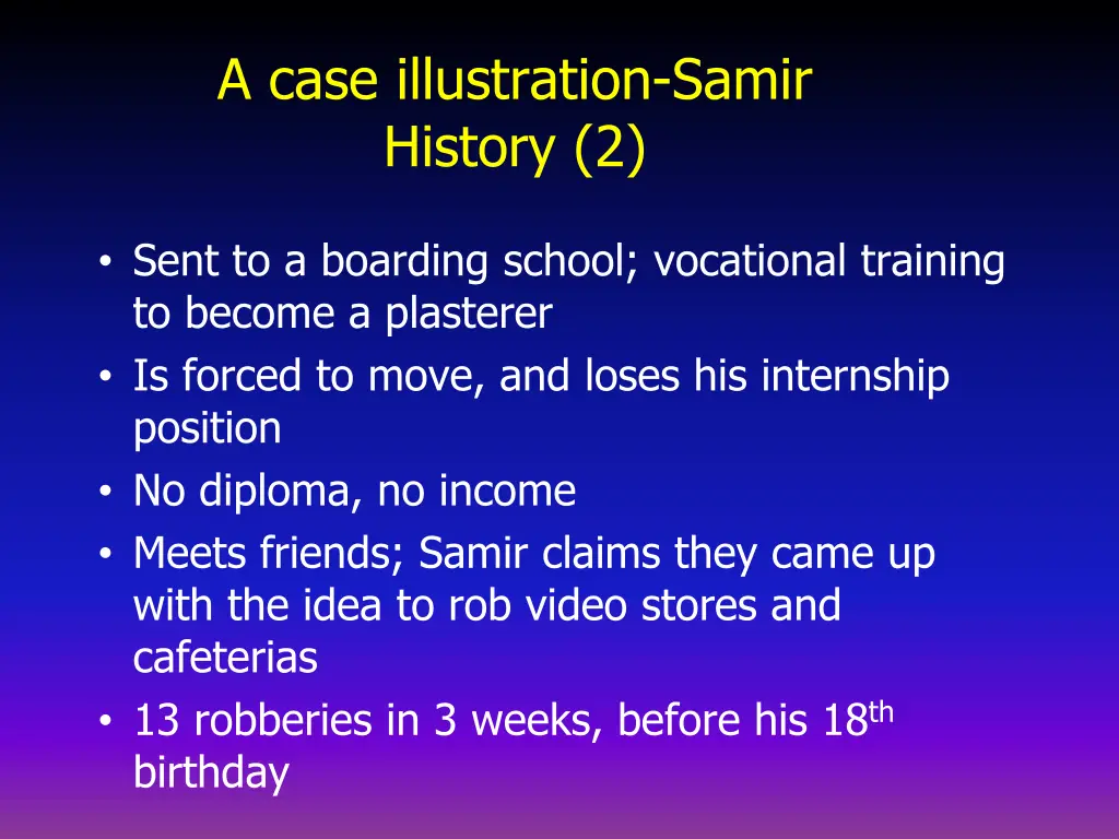 a case illustration samir history 2