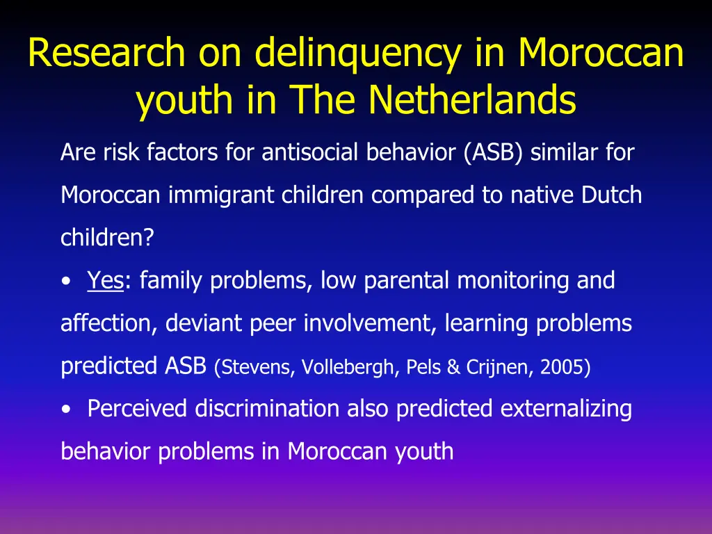 research on delinquency in moroccan youth 4