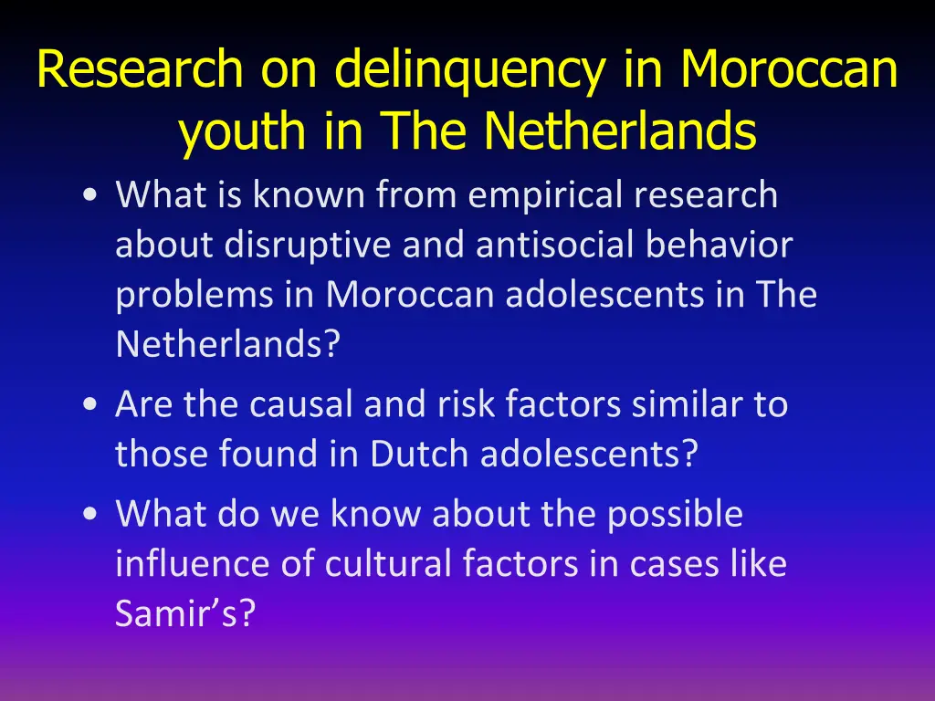 research on delinquency in moroccan youth