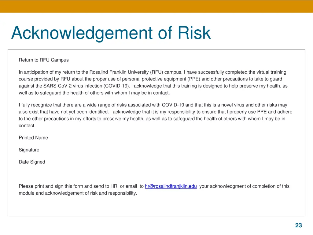 acknowledgement of risk