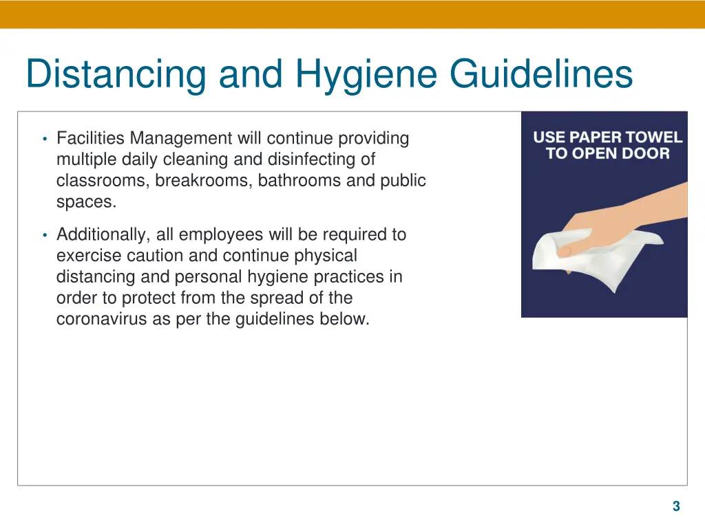 distancing and hygiene guidelines