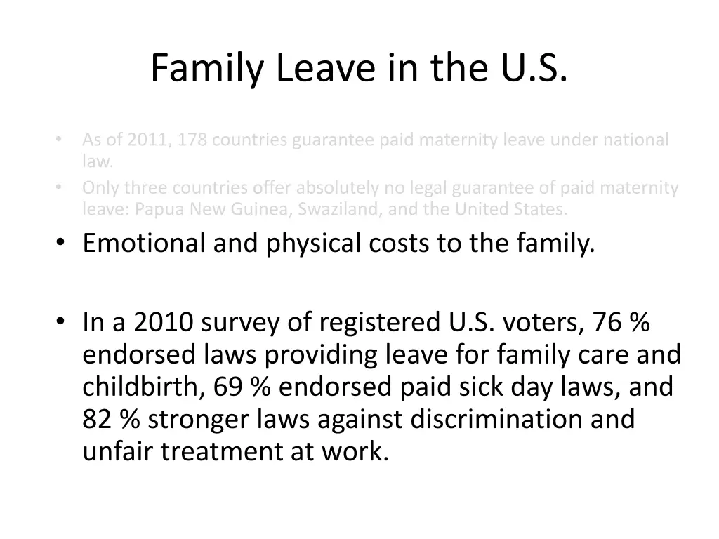 family leave in the u s 1