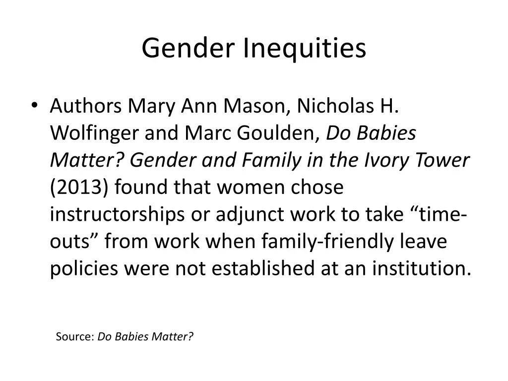 gender inequities