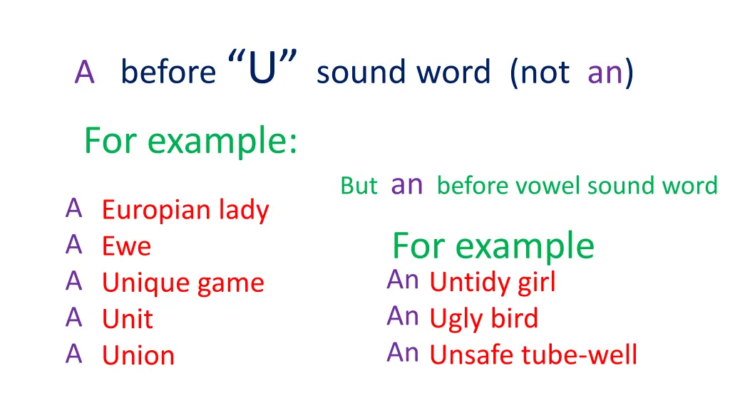 a before u sound word not an