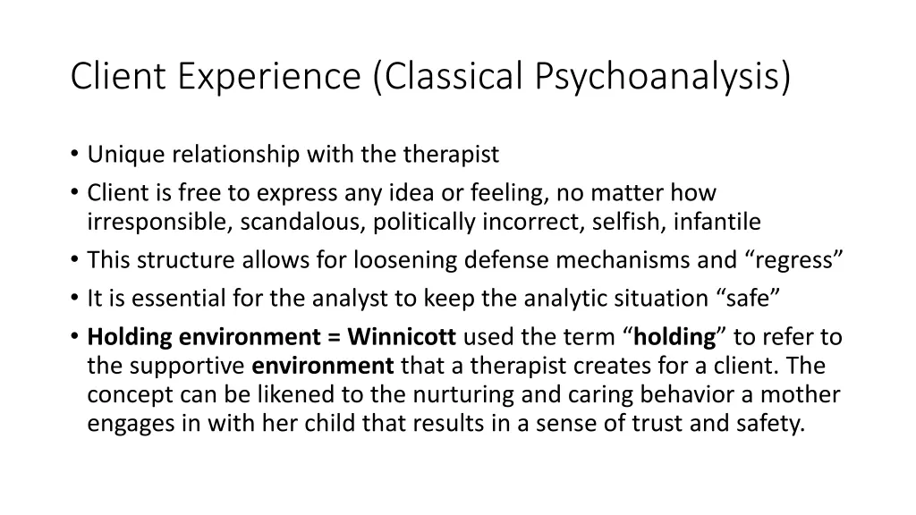 client experience classical psychoanalysis 1