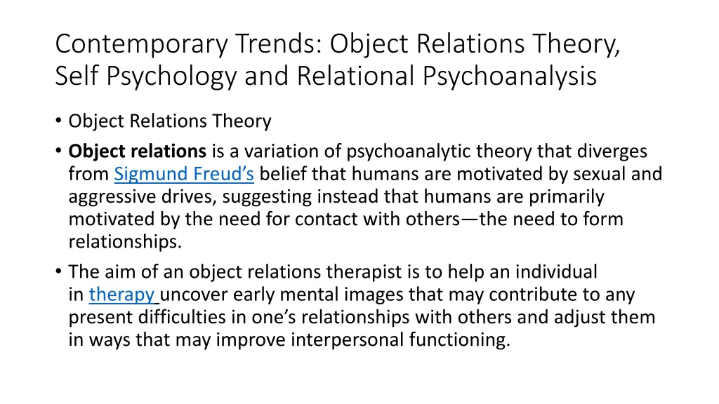 contemporary trends object relations theory self