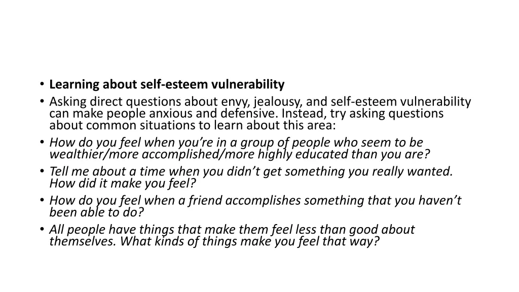 learning about self esteem vulnerability asking