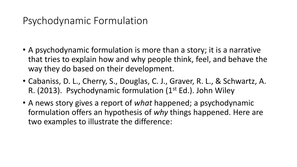 psychodynamic formulation