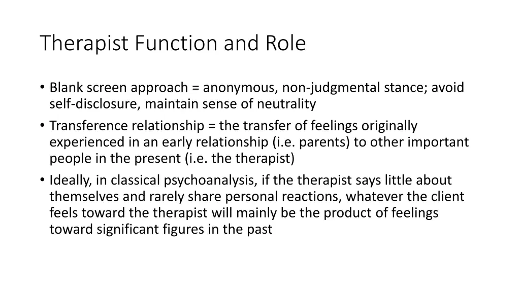 therapist function and role