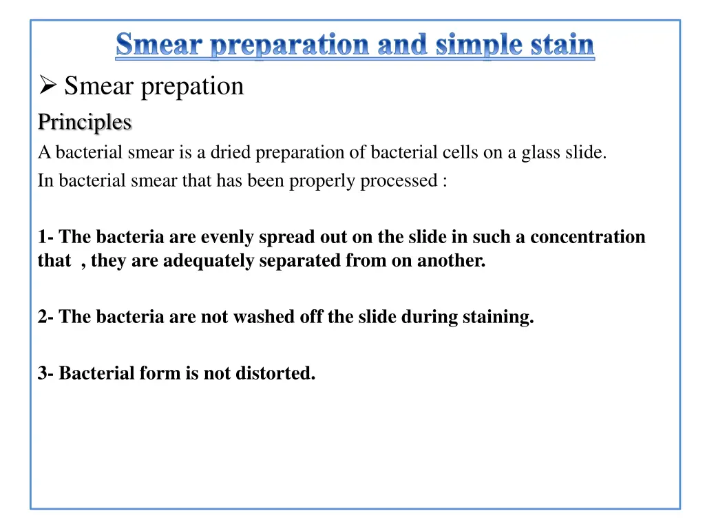 smear preparation and simple stain smear