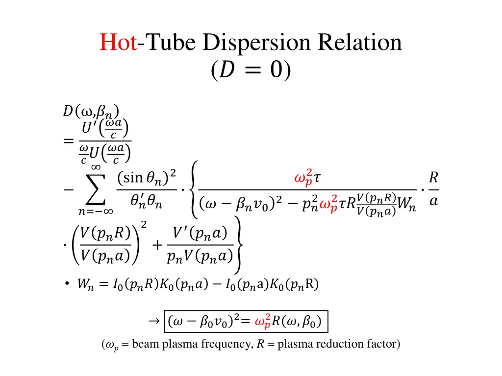 hot tube dispersion relation 0