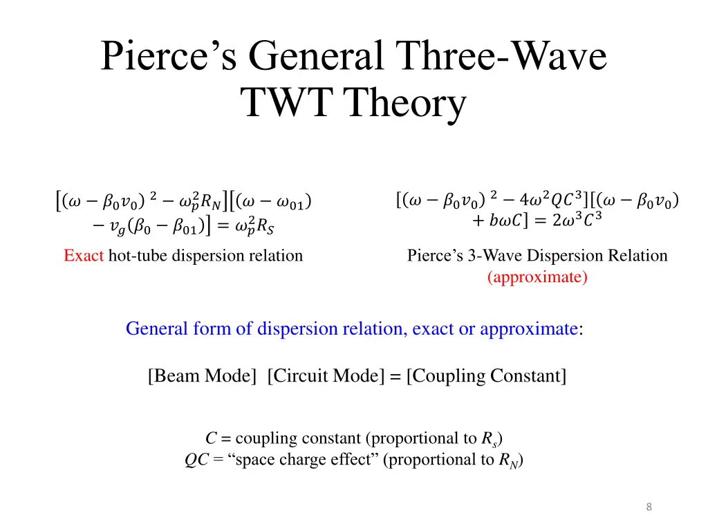 pierce s general three wave twt theory