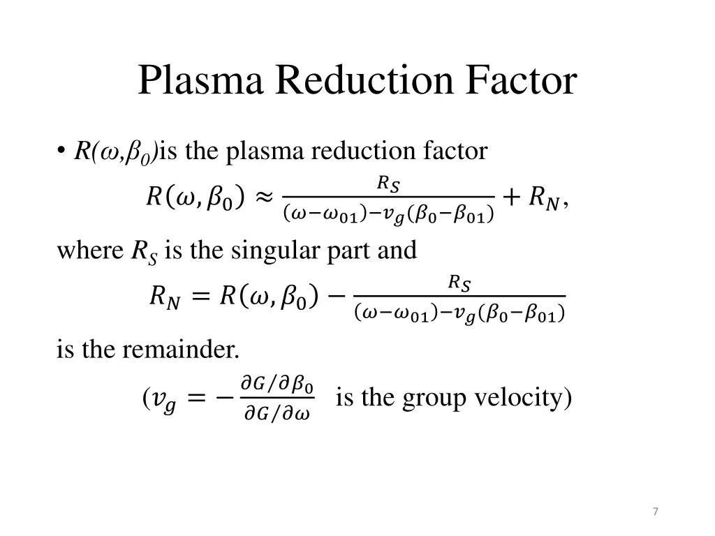 plasma reduction factor