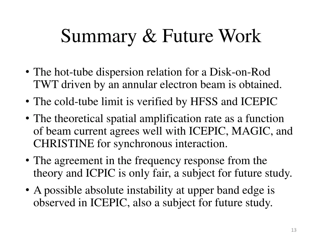 summary future work