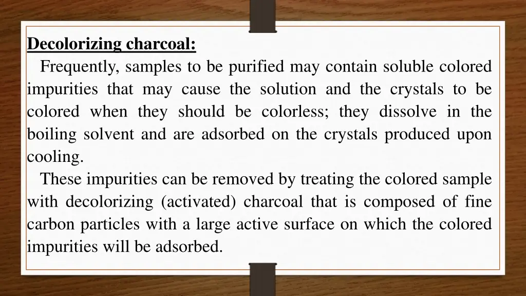 decolorizing charcoal frequently samples