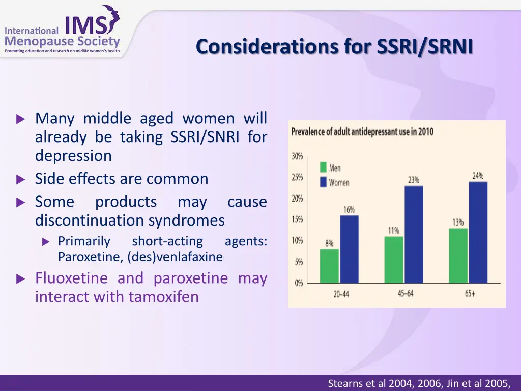 considerations for ssri srni