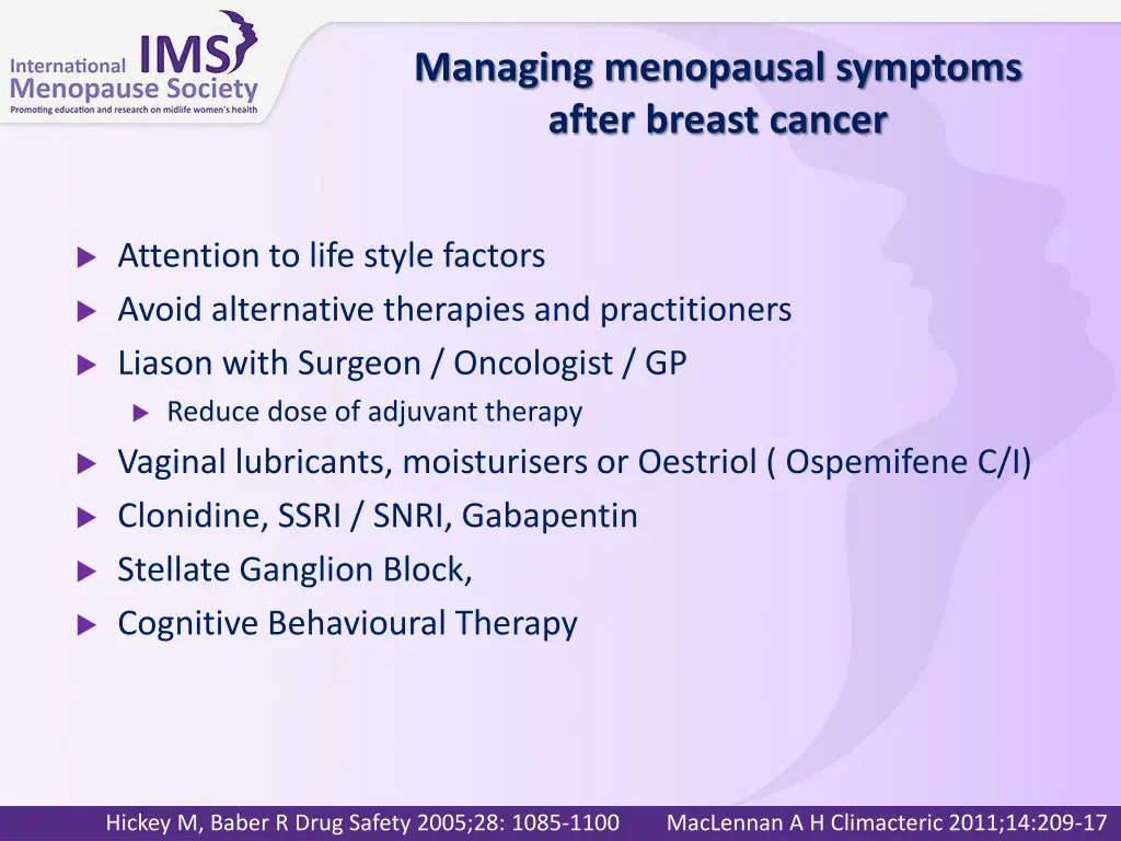 managing menopausal symptoms after breast cancer 1