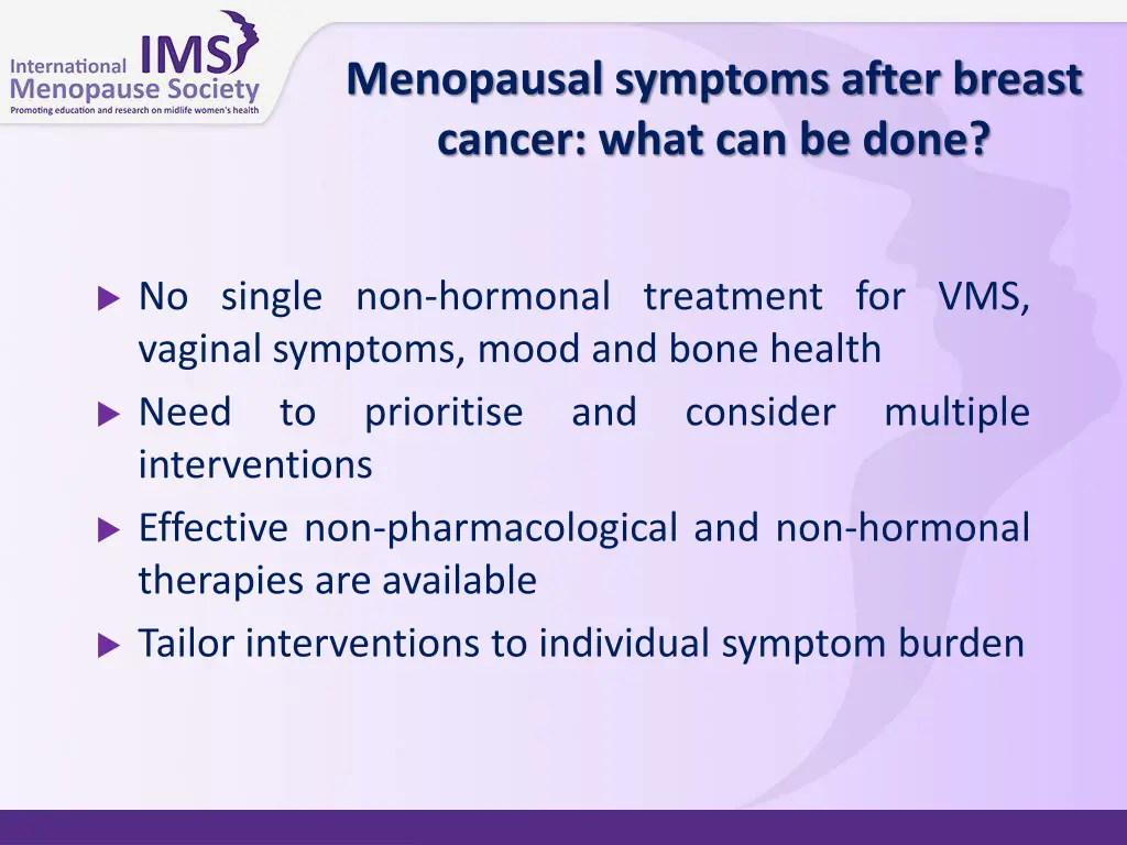 menopausal symptoms after breast cancer what