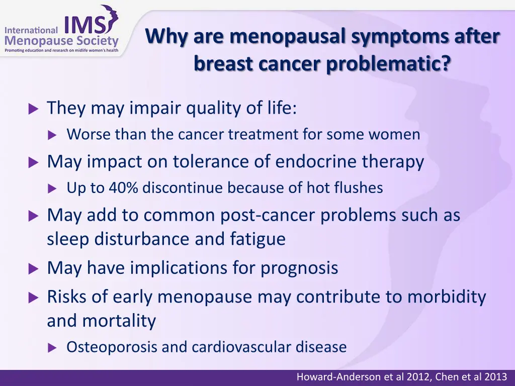 why are menopausal symptoms after breast cancer