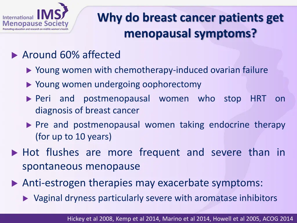 why do breast cancer patients get menopausal