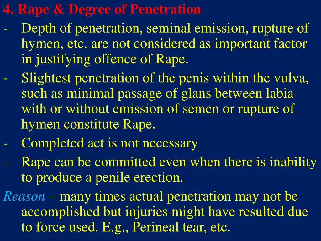 4 rape degree of penetration depth of penetration