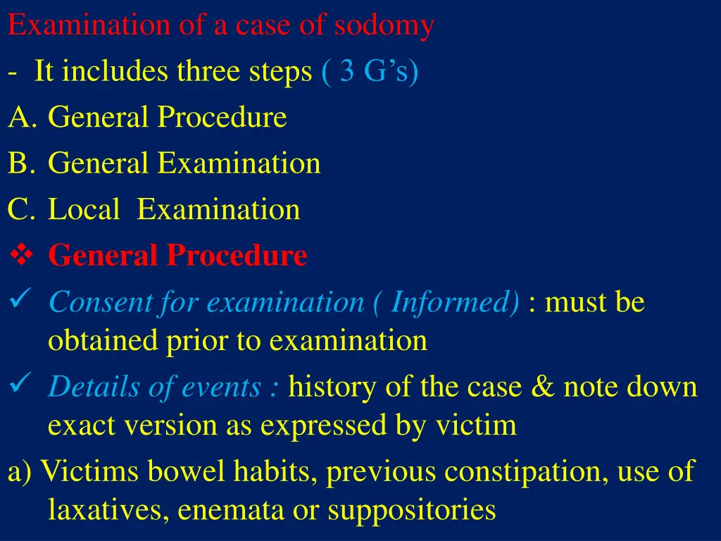 examination of a case of sodomy it includes three