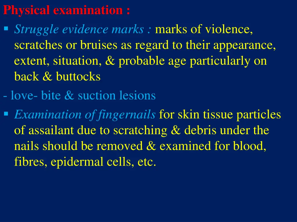 physical examination struggle evidence marks