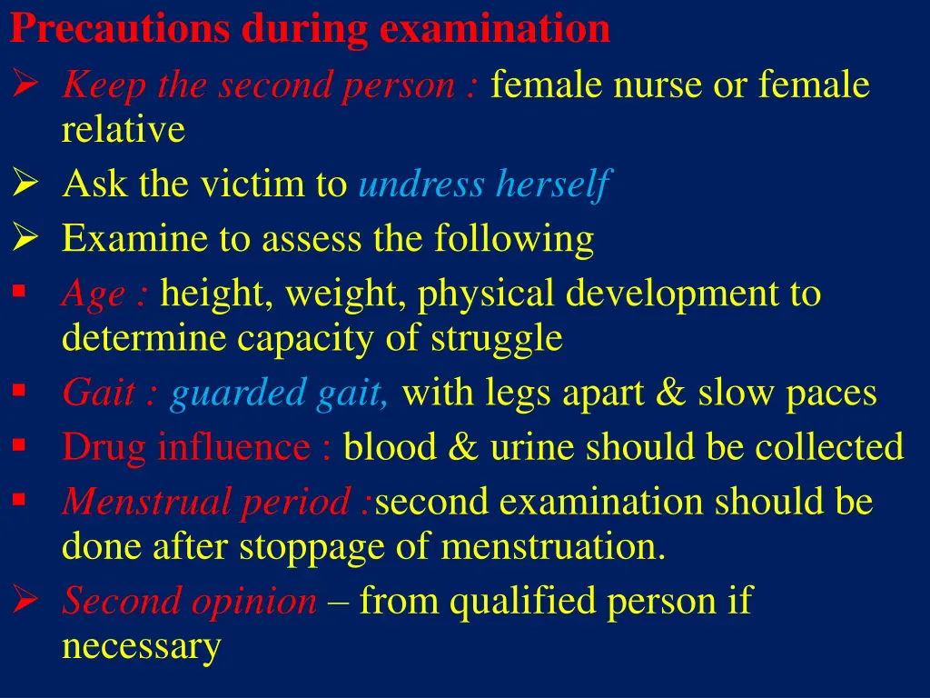 precautions during examination keep the second