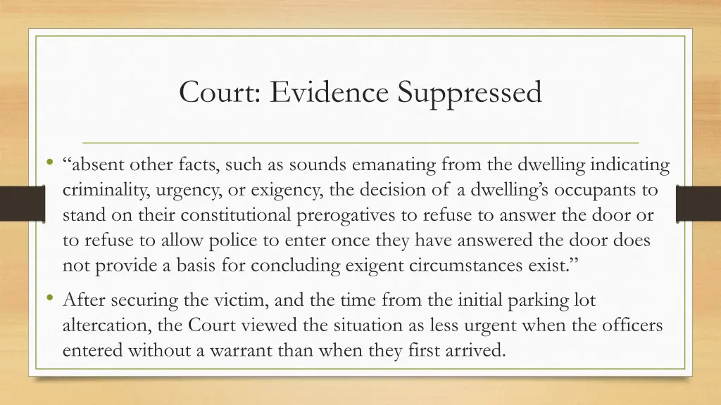 court evidence suppressed