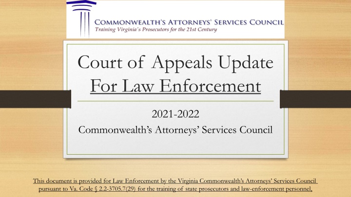 court of appeals update for law enforcement