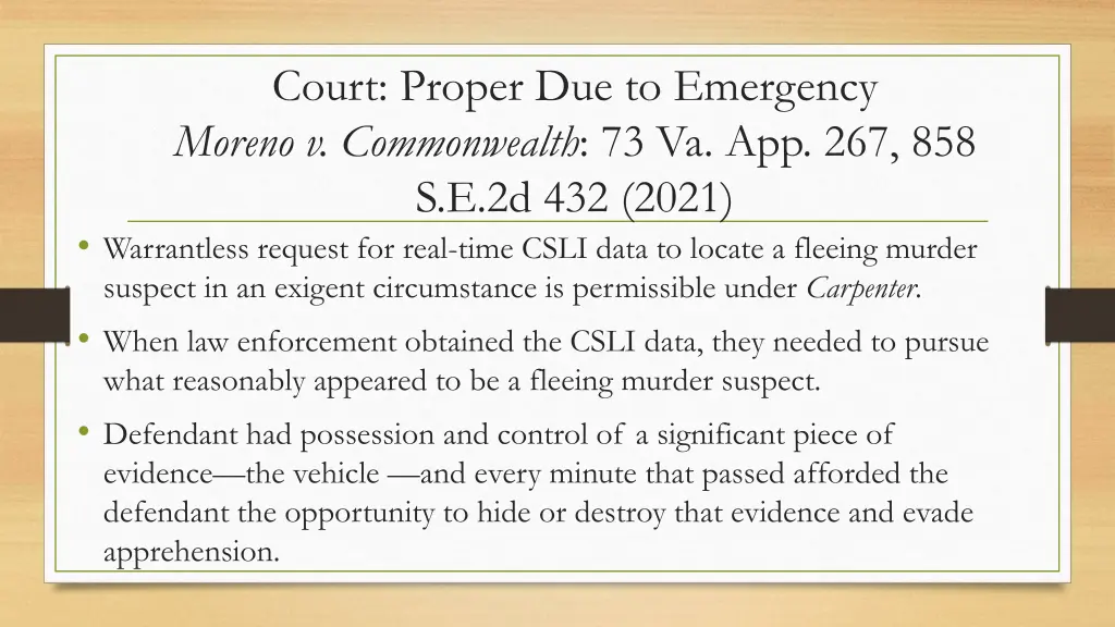 court proper due to emergency moreno