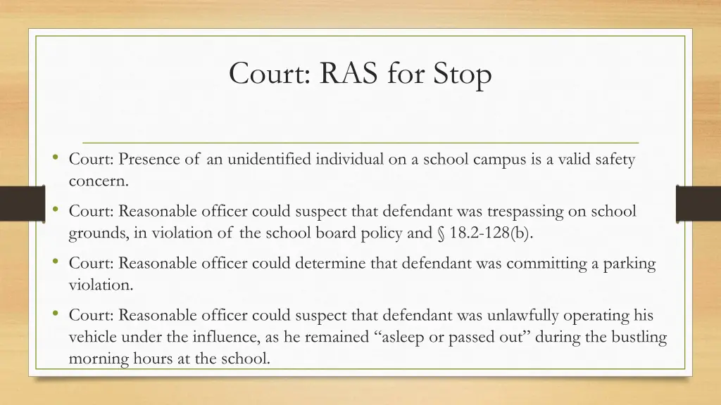 court ras for stop