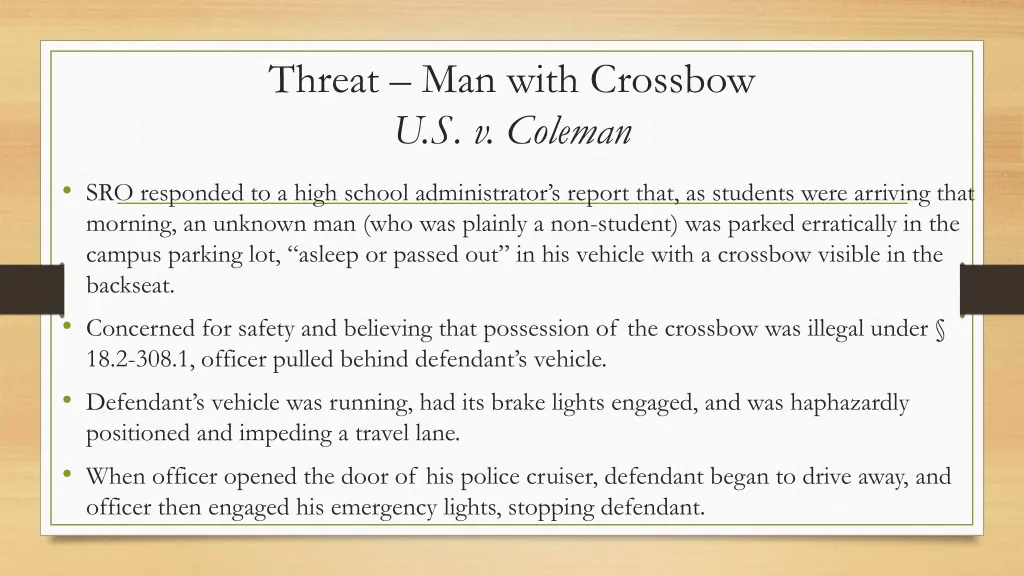 threat man with crossbow u s v coleman